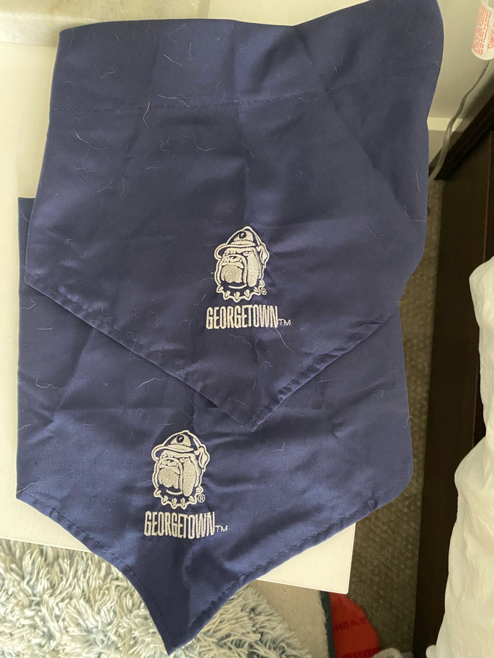 Georgetown Bulldogs Navy Embroidered Pet Bandana Set of 2